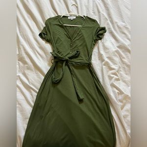 Merrick white Green Midi Henley dress